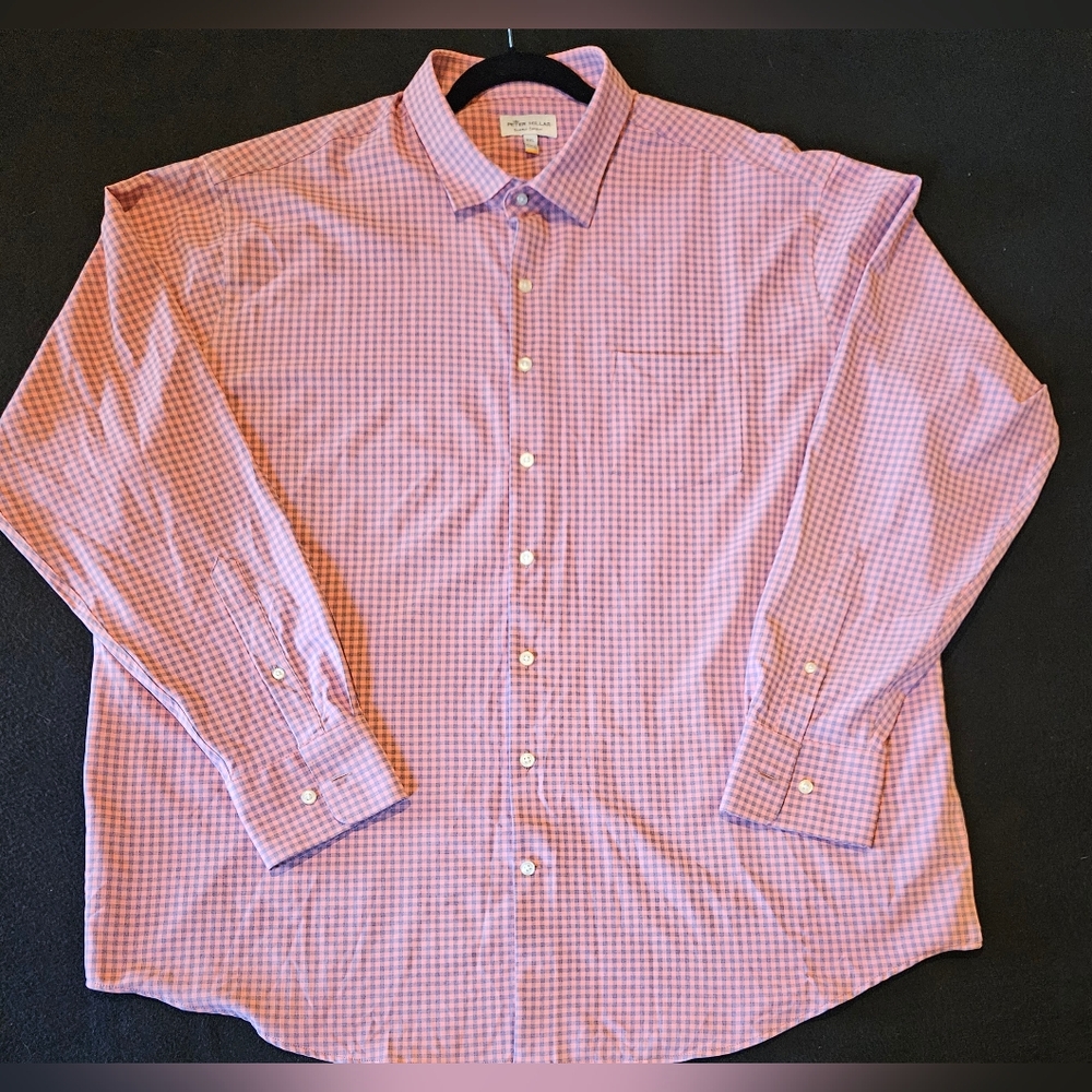 Peter Millar Shirt Men XXL Pink Plaid Hills Performance Sport Summer Comfort